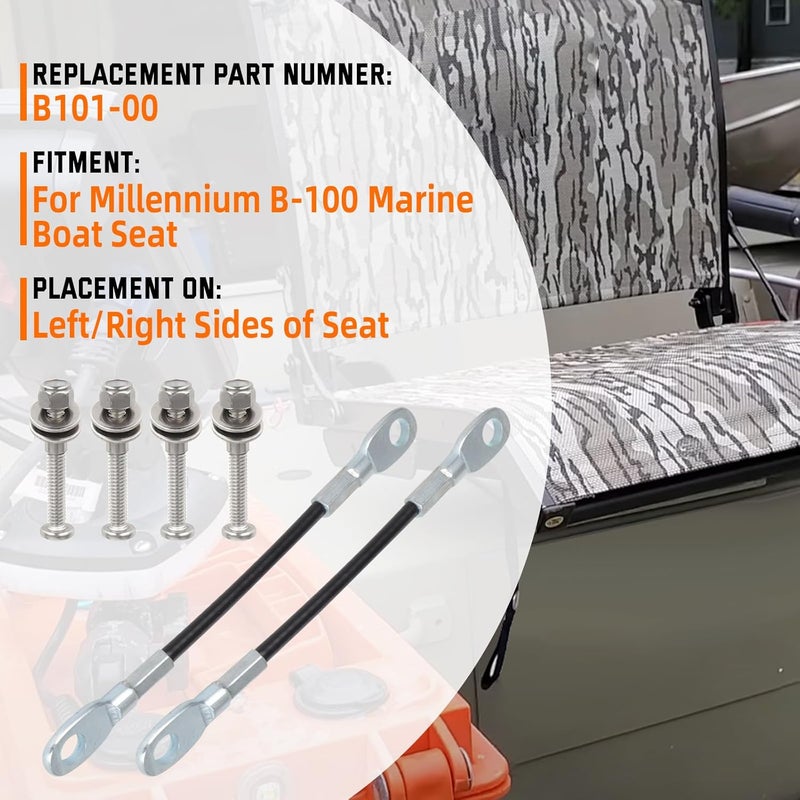 WIKIBB Marine Boat Seat Cables B101-00 Compatible with All Millennium B-100 Marine Boat Seat Replace Arm Rest Straps 7'' 2PCS Arm Rest Straps Replacement - Image 3